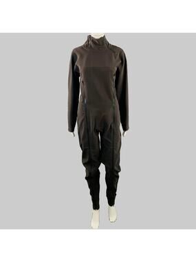 ISSEY MIYAKE Size M Black Polyester Blend High Neck Zip Up Jumpsuit